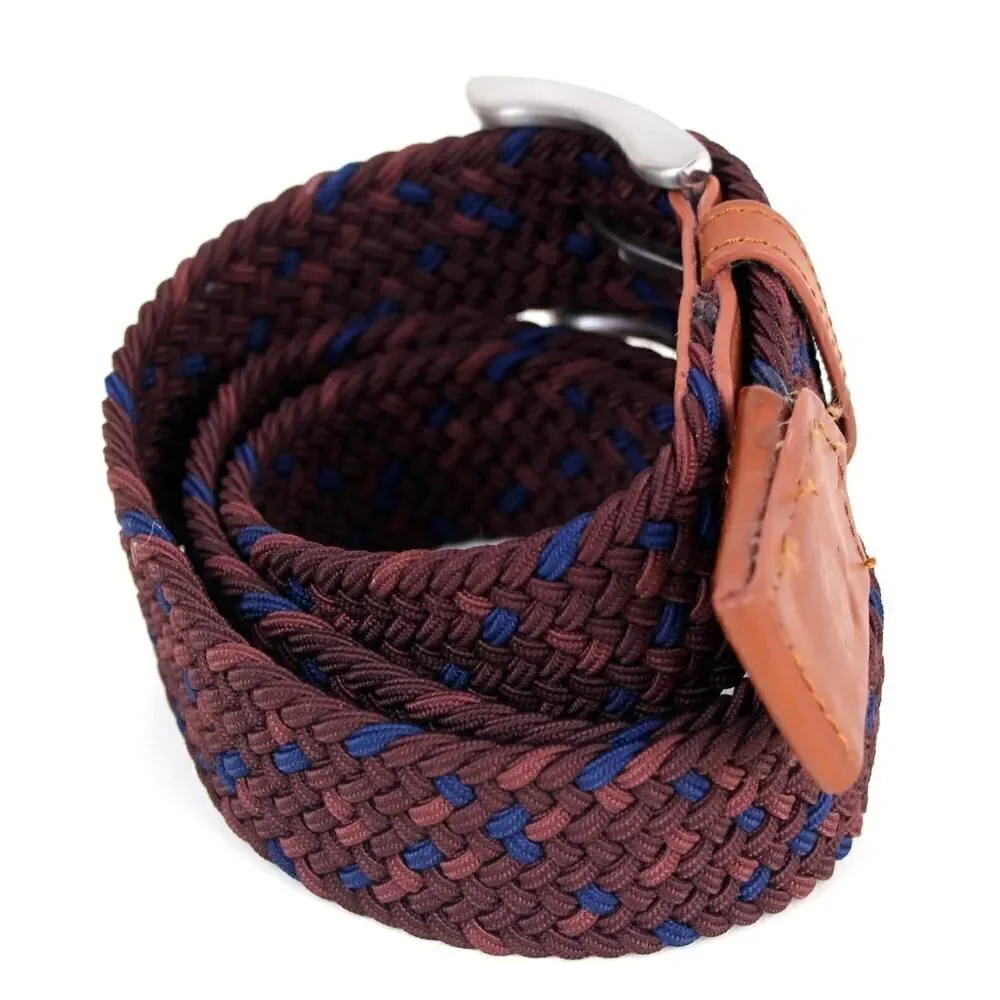 Gentlemen's Hardware BROWN LEATHER MULTICOLOR ELASTIC CORD MEN'S BELT 30-40 (B54